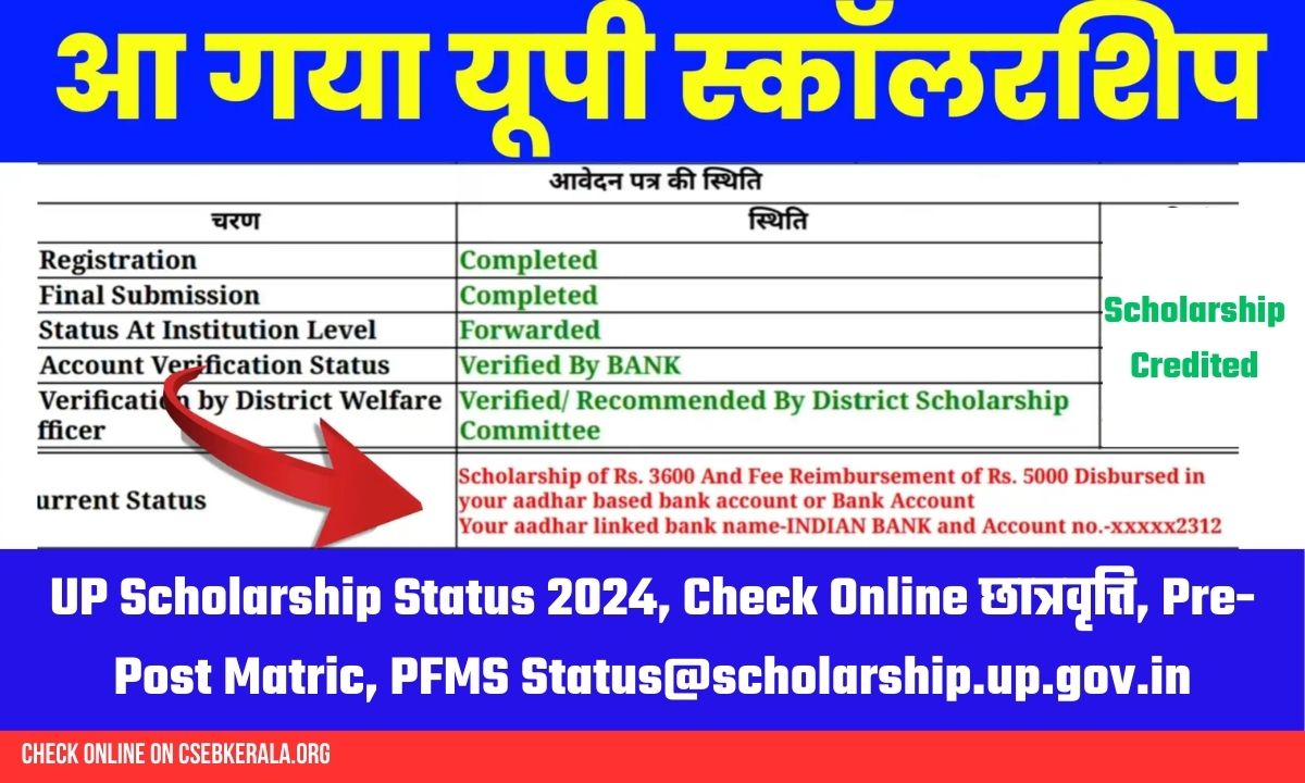 Up Scholarship Status 2024 Check Online छात्रवृत्ति Pre Post Matric