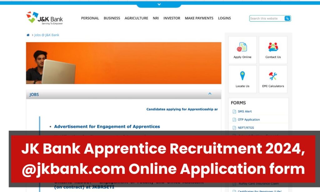 JK Bank Apprentice Recruitment 2024, @jkbank.com Online Application form, Registration {Direct link}