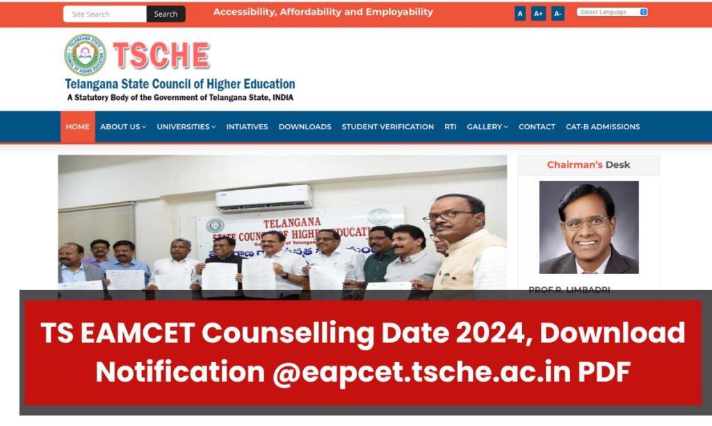 TS EAMCET Counselling Date 2024, Download Notification @eapcet.tsche.ac.in PDF